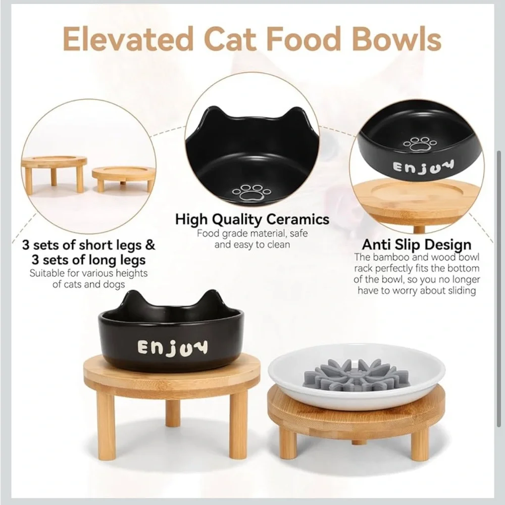 Elevated Pet Bowls with bamboo Stands